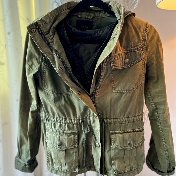 Aritzia Talula Army Green Cotton Lined Jacket with drawstring waist - Picture 1 of 4